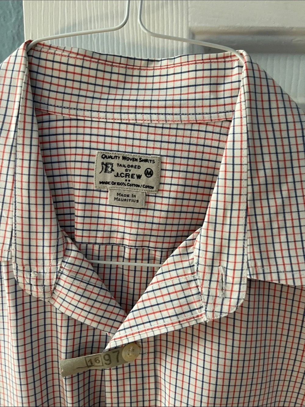 J. Crew Men's Pink and Blue Micro-Check Dress Shirt